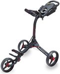Bag Boy Compact 3 Golf Push Cart, Matte Black/Red