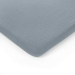 Muslin Fitted Bassinet Crib Sheet, Extra Soft 100% Muslin Cotton Bassinet Sheets by Comfy Cubs (Pacific Blue)