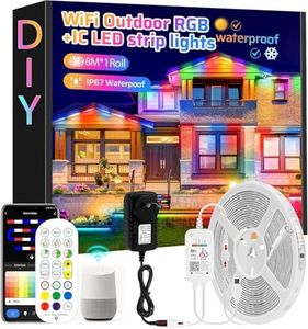 Cedarine WiFi Compatible RGB+IC Outdoor Led Light Waterproof, 【8 M】 Continuous Led Light Belt; Compatible with Alexa and Google Assistant, Segmented DIY Color-Changing Led Rope Light