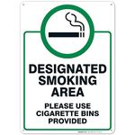 Sigo Signs Designated Smoking Area Sign Large 10x14 Aluminum for Indoor or Outdoor Use