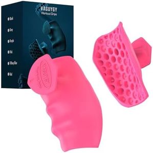 VAGUYGY Workout Grips,Rubber Fingerless Gym Gloves, Pull Up Grips for Men Women Crosstraining Palm Grips Hand Protection,Suitable for Gym & Home Workouts, Improves Grip Strength(1,pink)