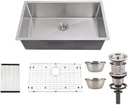 Homfan 32 Inch Kitchen Sink for Single Bowl,Undermount Kitchen Sink Stainless Steel Sink 16 Gauge Kitchen Sinks with Accessories, Easy Drain and Low Noise 32" x19" x10" (Brushed Nickel)