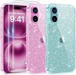 AROYI 3 in 1 Clear Glitter Case Com