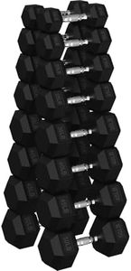 HANDBODE Hex Dumbbell 480 lb Set, Pair of 10/15/20/25/35/40/45/50 lb, Rubber Encased Dumbbells Strength Training, Hand Weight for Workout & Exercise