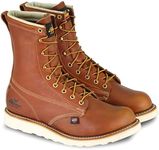 Thorogood American Heritage 8” Soft Toe Work Boots for Men Made from Premium Leather with Slip-Resistant Wedge Outsole and Shock-Absorbing Insole; EH Rated, Tobacco, 12 D US