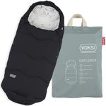 Voksi Explorer Stroller Footmuff, Natural Wool and Down, Product of Norway, Black Color