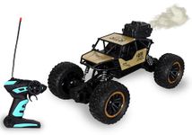 PRIME DEALS High Speed Alloy Metal Body Remote-Control Car 1:18 Racing Car with Fog and Light Rock Crawler 2 Wheel Drive Rock Climber with Mist Smoke Spray Function Monster Car (Medium 2WD Golden)