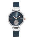 Anne Klein Women's Swarovski Crystal Accented Silver-Tone and Blue Mesh Bracelet Watch