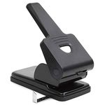 Belle Vous Extra Heavy Duty 2 Hole Punch - 70 Sheet Capacity - Distance Between Holes 8cm (3.15 inches) - Black Desktop Hole Puncher with Lock Down Handle - Suitable for the Home, Office and School