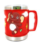 FunBlast Milk Drinking Mug for Kids – Stainless Steel Mug Emboss Hot and Cold Coffee/Milk/Tea Mug for Kids Cartoon Print Soft Rubber Design Cup (Random Color and Design)