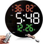 Monomine Plastic Digital Wall Clock For Home,Office,Led Digital Clock Large Display,Remote Control,Auto-Brightness,Temperature,Alarm Clock,Date,Timer-12/24H-(Cable Oprated),White