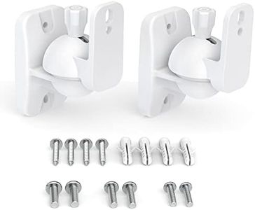 HomeMount Speaker Wall Mount Brackets - Surround Speaker Wall Mounts Kit, Bookshelf Speaker Wall Screws Mounts, Hold up to 8 lbs, 2 Pack, White