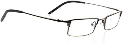 Hit Notion Optical Eyewear - Rectangle Shape, Metal Half Rim Frame - for Women or Men Prescription Eyeglasses RX, Cool Black