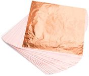 KraftiSky Copper Leaf Sheets - 100 Real Copper Foil Leaves 14x14 cm Metallic Rose Gold Leaf for Craft DIY Proejcts, Paintings, Gilding, Furniture, Makeup & Nail Art