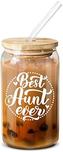 NEWELEVEN Gifts For Aunt From Niece, Nephew - Cool Gifts For Aunt, New Aunt, Auntie, Sister - Aunt Birthday Gift, Aunt Announcement, Promoted To Aunt, Best Aunt Ever - 16 Oz Coffee Glass