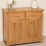 ARPHASLE Oak Solid Wood Sideboards Cabinet Storage With 2 Drawers And 2 Doors Adjustable Sideboards For Living Room Bedroom Kitchen(Natural Wood Color) (132-FUR145)