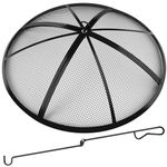 RGJ Fire Pit Spark Screen 22 Inch Round, Heavy Duty Collapsible Outdoor Fire Pit Screen with Handle Mesh Fire Pit Screen Easy-Opening Fire Mesh Screen Guard Fire Pit Lid for Outdoor Patio Backyard