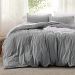 Bedsure Striped Tufted Duvet Cover Queen - Shabby Chic Duvet Cover Set, 3pcs All-Season Size Boho Bedding Set for All Seasons, Includes 1 Queen Duvet Cover & 2 Pillowcases (Grey, Queen, 90"x90")