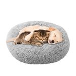 UUEMB 90cm Extra Large Calming Dog Bed, Plush Donut Pets Beds for Dogs Cats, Soft Puppy Kitten Cuddler Round Bed Cushion, Washable Warm Dog Beds for Improved Sleeping