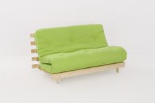 Comfy Living 4ft LUXURY Small Double (120cm) Wooden Futon Set with PREMIUM LUXURY Lime Mattress