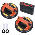 Glass Suction Cups to Lift Large Glass/Granite/Tile/Window 8.2IN, 2 Pack Vacuum Suction Cup Industrial Heavy Duty Lifter with Handle for Material Handing, 468LBS Load Capacity, Orange
