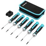 DuraTech 6-Piece Ratcheting Screwdriver Set, Precision Screwdrivers with Pouch, Phillips, Slotted, Magnetic Screwdriver Repair Tool Kit, 3 Ratcheting Setting, Magnetizer Included, for Eyeglass, Watch