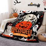 Fondream Halloween Blanket Throw Fall Fleece Throw Blanket 3D Ghost Pumpkin Bat Blanket Soft Cozy Throw Blankets for Halloween 150x200cm