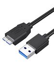 CableCreation Short USB Hard Drive Cable 1FT, USB 3.0 A to Micro B Cable 5Gbps Data, USB 3.0 External Hard Drive Cable Works for WD Toshiba Seagate Hard Drive Galaxy S5 and More 0.3m Black