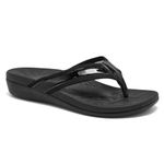 MEGNYA Orthotic Flip Flops For Women,Plantar Fasciitis Sandals For Flat Feet with Arch Support Thong Style Flip Flops Sandals for Comfortable Walk, W8-pu-black, 7