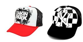 Michelangelo NY Checks Half Net Baseball Cap and Red Linkin Park Half Net Unisex Cap Combo