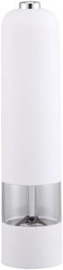 Electric Pepper Grinder, Automatic Spice Mill with Adjustable (ABS White)