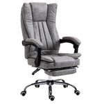 Vinsetto Executive Office Chair, Microfiber Reclining Computer Chair with Footrest, Adjustable Height, Swivel Wheels, Grey