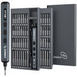 STREBITO Mini Electric Screwdriver Set, 70-in-1 Max Precision Electric Screwdriver Kit with Lights, 5 Upgraded Torque Levels, 64 Magnetic Bits, Electric Screwdriver Cordless for PC RC Electronics