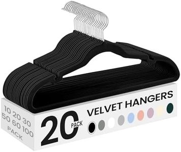 SONGMICS Velvet Hangers 20 Pack, Non-Slip Clothes Hangers with Shoulder Notches, Pants Bar, 360° Swivel Hook, Space-Saving, for Closet, Ink Black UCRF029B02
