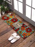 SWHF Natural Coir Printed Double Doormat (Natural) Long-Lasting, Anti-Slip, Heavy Duty Thick Entryway Rug with PVC Backing for Indoor & Covered Door Entrances 120 x 40 cm