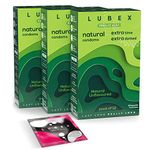 Lubex 6 in 1 Extra Time Condoms - Long Lasting with Disposable Bags - Ultra Thin & Extra Dotted - Natural Unflavoured - 36 Condom (Pack of 3)