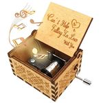 EITHEO Wooden Uniq Carved Hand Crank Can't Help Falling Love with You Theme Music Box