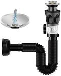 Drain Pipe Kit for Sink and Sink, Siphon Sink Kit, Flexible Drain Hose and Pop-Up Filter Drain Plug, Odour-Proof Insect Drainage Kits, 300-1000 mm Can Be Extended