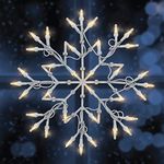 The Christmas Workshop 77700 White Snowflake Christmas Light / 35 Warm White LED Lights / Indoor Christmas Decorations / Timer Mode / Battery Operated / 33cm x 33cm x 1.5cm