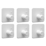 Auxmir Adhesive Hooks Heavy Duty Self Adhesive Coat Hooks for Door, Towel, Robe, 6 Pack, White