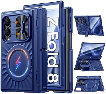 CENMASO Magnetic for Samsung Galaxy Z Fold 8 Case with Stand, Fit for Magsafe, Hinge Protection, Screen Protector, Built-in Dual Hidden Kickstand, Slim Shockproof Case for Galaxy Z Fold 8 Wide-Blue