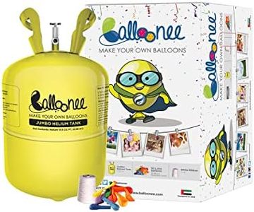 Balloonee Jumbo Disposable Helium Party Kit, Helium Tank for Balloons At Home, 13.5 Cu Ft Helium Balloon Pump Kit with 50 Assorted Latex Balloons, Helium Tank, Portable for Celebrations