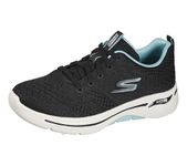 Skechers Performance Women's Go Walk Arch Fit-Unify Sneaker, Black/Aqua, 7.5 Wide