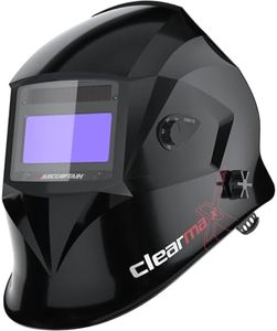 ARCCAPTAIN Welding Helmet Auto Darkening, 1/1/1/1 True Color Welding Hood, 4 Arc Sensor 1/25000s Response Time Solar Powered Weld Hood Helmet, Glossy Black