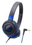 Audio-Technica ATH-S100 BBL Headphones Wired Street Monitoring Portable On-Ear Headphones Black Blue