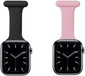 (2 Pack) ZANZER Fob for Apple Watch Series 9/SE2/8/7/6 Band 42mm 44mm 45mm Nurses Midwives Doctors Healthcare Paramedics,Silicone Pin Fob for iwatch Series SE2/SE/5/4/3/2/1 (Black+Pink)