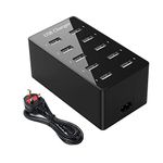 Multiple USB Charger 50W, 10 Ports USB Charging Station, USB Charger Station Desktop USB Charger, USB Charger Block for iPhone 12/13/14/15/Samsung S23/S24 Ultra/Z Flip/Google/iPad/iPod