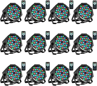 LUNSY Dj Lights, 36 LED Par Lights Stage Lights with Sound Activated Remote Control & DMX Control, Stage Lighting Uplights for Wedding Club Music Show Christmas Holiday Party Lighting - 12 Pack