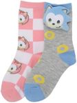 Bioworld Sonic The Hedgehog 3D Plush Sonic & Amy Head Youth Girls 2-Pair Crew Socks