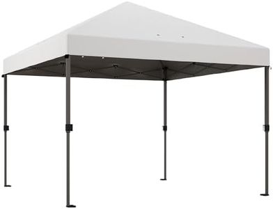 Outsunny 3 x 3(m) Pop Up Gazebo, 1 Person Easy up Marquee Party Tent with 1-Button Push, Adjustable Straight Legs, Wheeled Bag, Stakes, Ropes, Sandbags, Instant Shelter, White